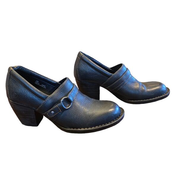 Born Women's Black Leather HEELED ANKLE BOOTIES‎ Shoes Size 10 M - Picture 2 of 9